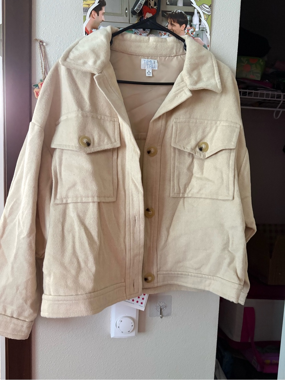 Time and Tru Beige Button-Front Utility Jacket